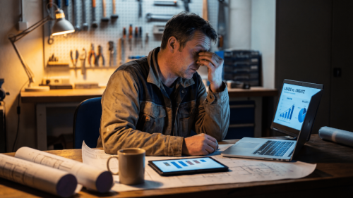 Frustrierter Inhaber eines Handwerksbetriebes ohne Lead System.