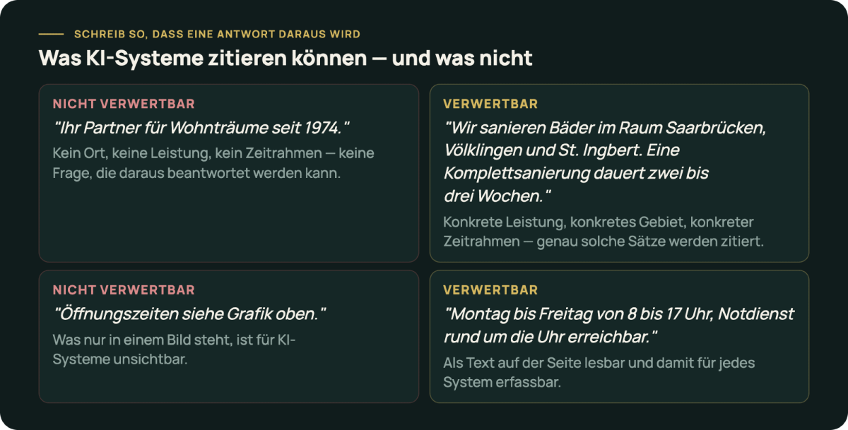 Beispiel für KI-Systeme, die Betriebe im Saarland zitieren können.