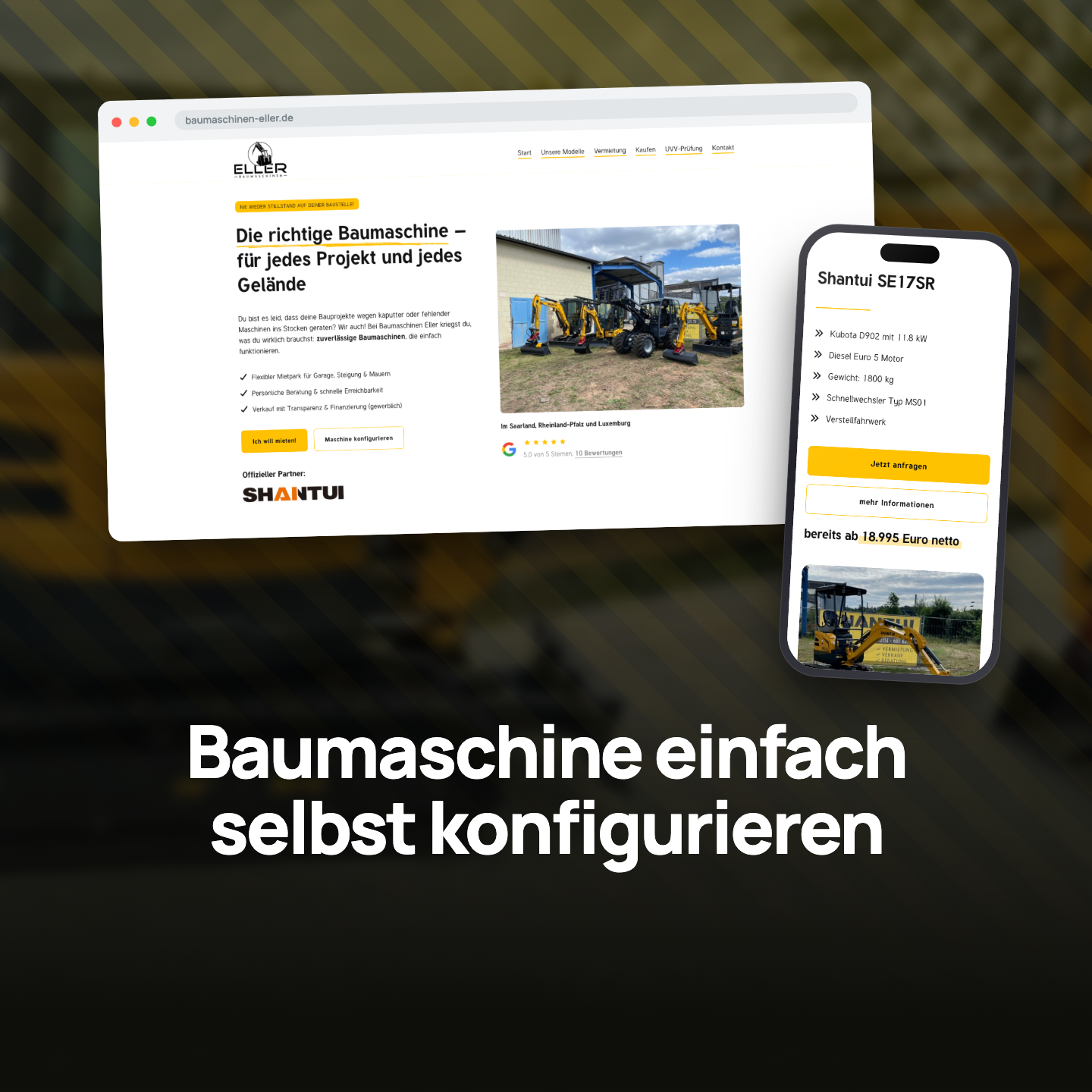 Website mit Konfigurator: Baumaschinen Eller macht Anfragen planbar und Verkauf sichtbar