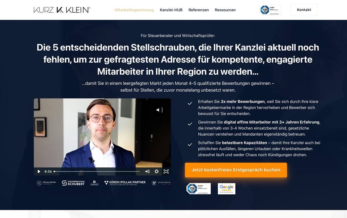 Die Webseite von Kurz und Klein verspricht viele tolle Ergebnisse