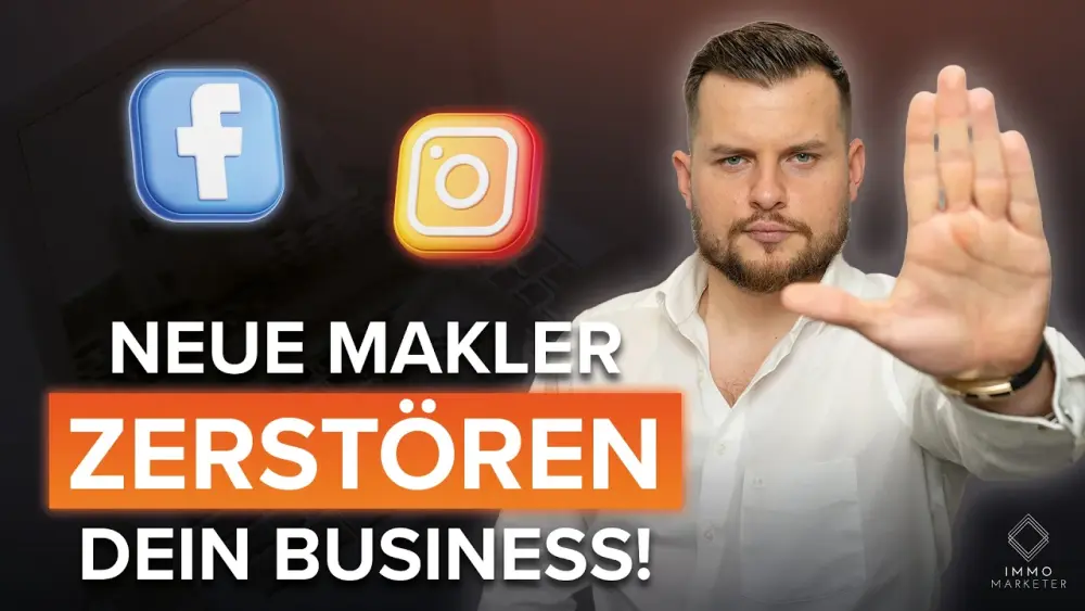 Mann zeigt mit der Hand auf die Kamera und warnt vor neuen Maklern.