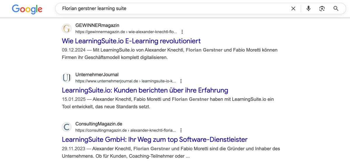 Wer sich über Firma und Gründer informiert, bekommt viele Artikel angezeigt