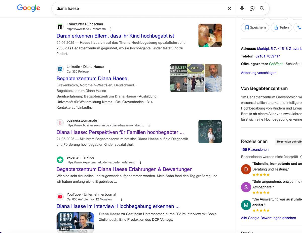 Google Seite 1 ist endlich aussagekräftig
