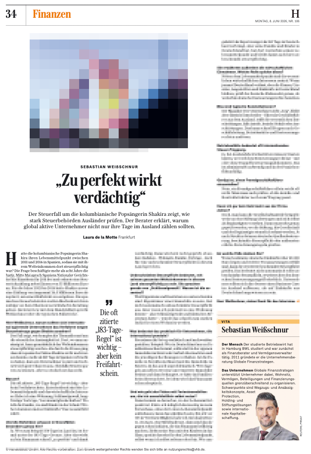 Das Handelsblatt widmete Sebastian eine ganze Seite Interview.