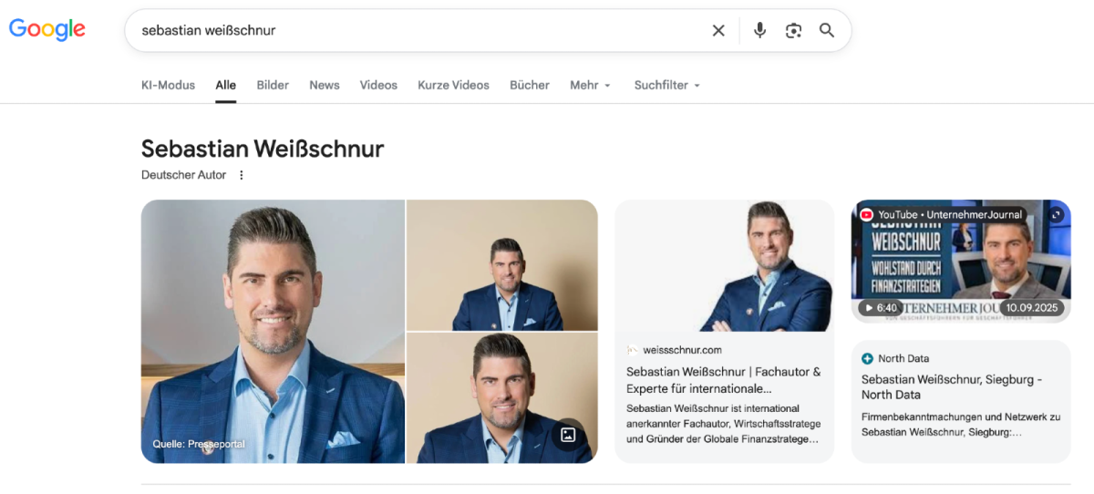 Dank Pressartikeln bekam Sebastian Weißschnur auch ein Google-Panel.
