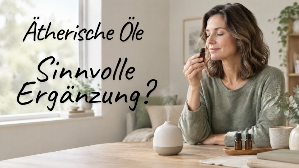 Frau schnuppert an ätherischen Ölen zur Unterstützung des Nervensystems.