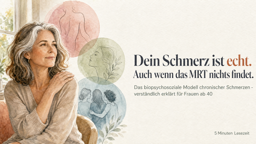 Eine Frau in nachdenklicher Pose erklärt das biopsychosoziale Modell bei Schmerz.