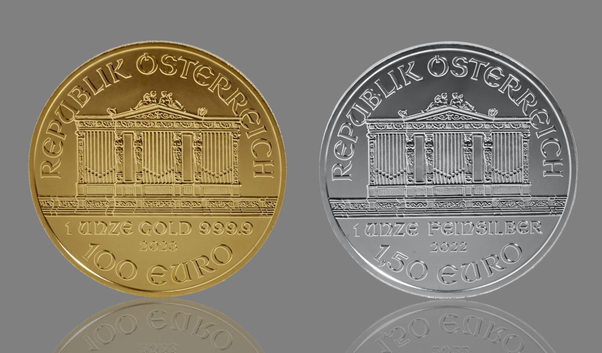 Gold und Silbermünzen mit dem Aufdruck Republik Österreich, die in Singapur gelagert werden.