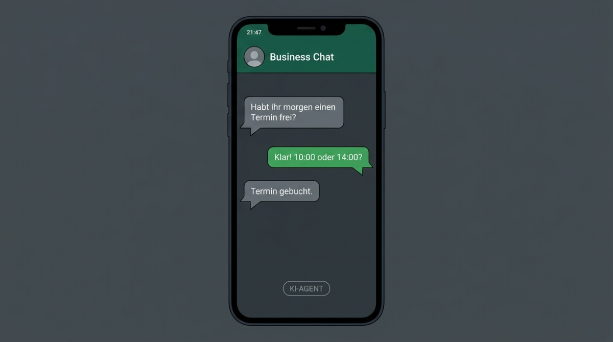 Chatkonversation mit einem WhatsApp-KI-Agenten über Terminvereinbarung.
