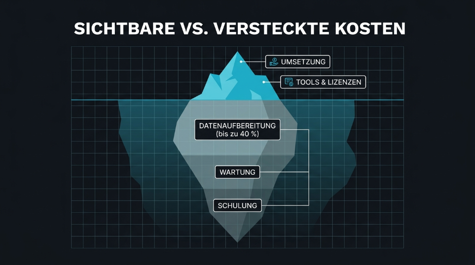 Die sichtbaren Kosten sind nur die Spitze – Datenaufbereitung, Wartung und Schulung liegen unter der Oberfläche