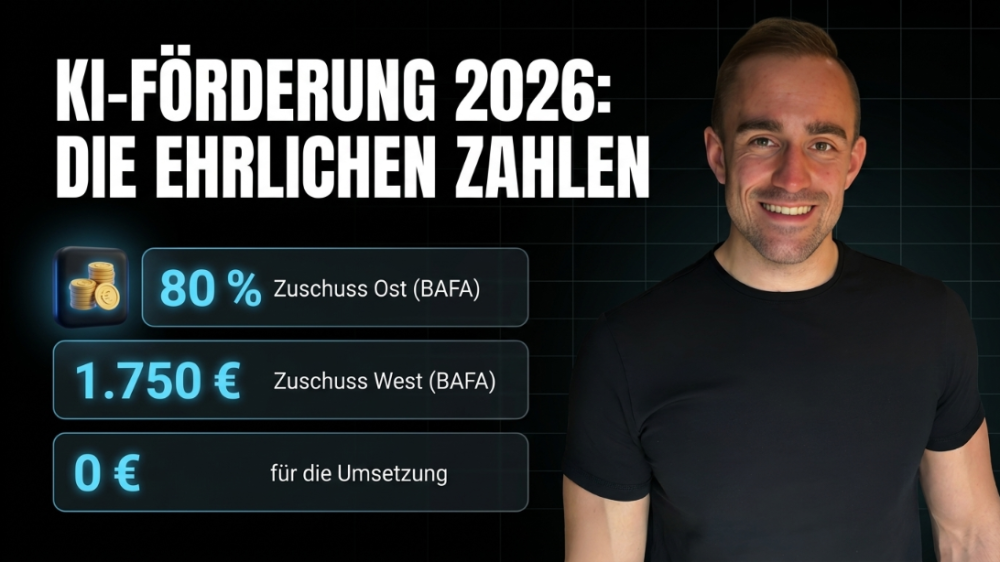 Eine Übersicht über die KI-Förderung 2026 mit Zuschüssen und Kosten.