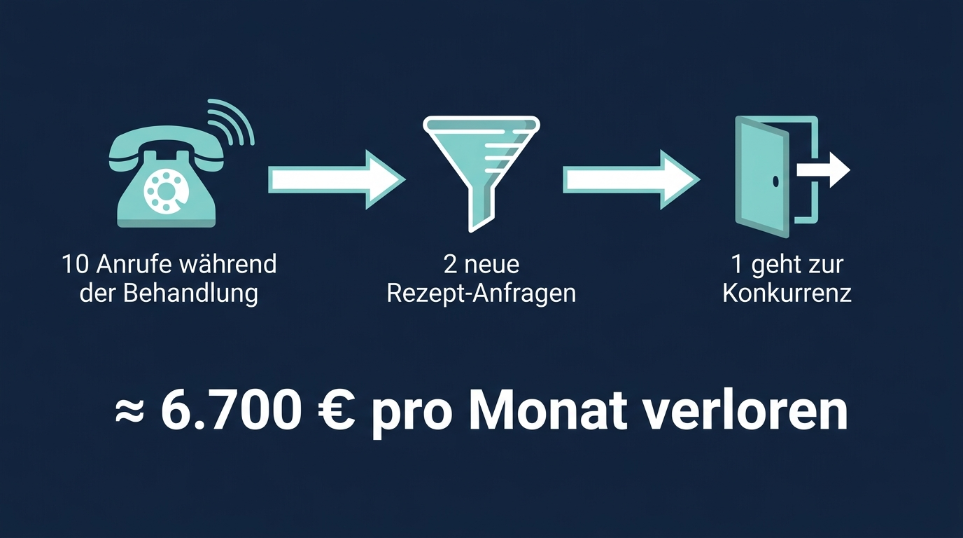 Grafik zeigt verlorene Anrufe in der Physiotherapie und daraus resultierende Kosten.