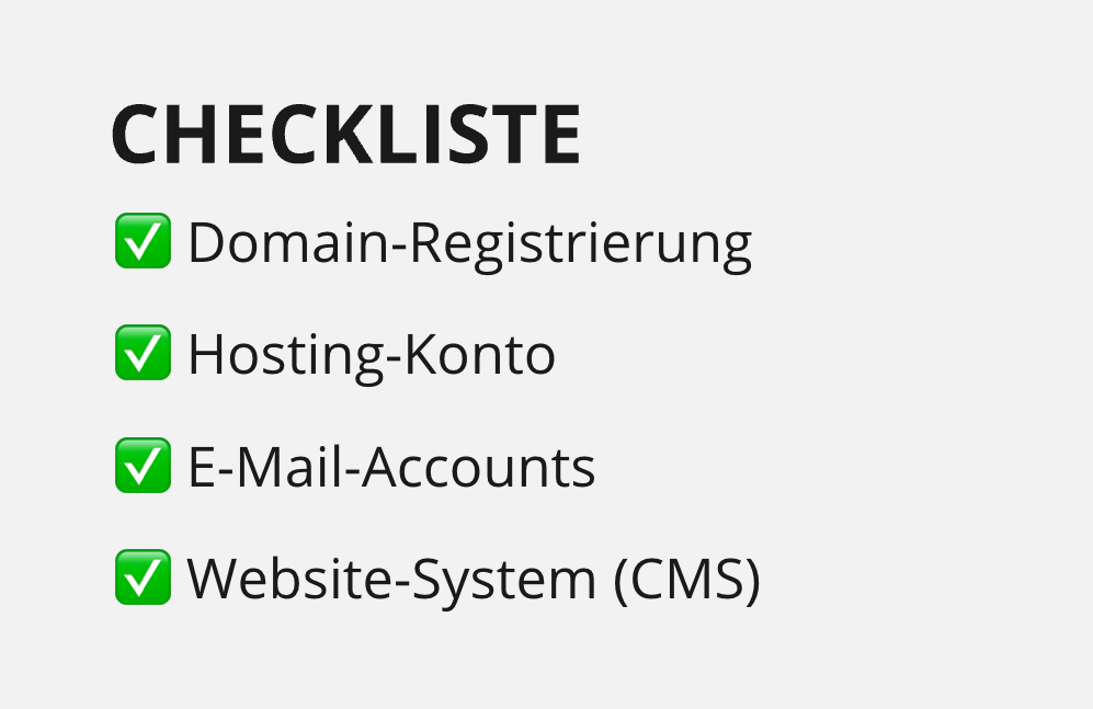 Checkliste für Webdesigner: Domain-Registrierung, Hosting, E-Mail und CMS.