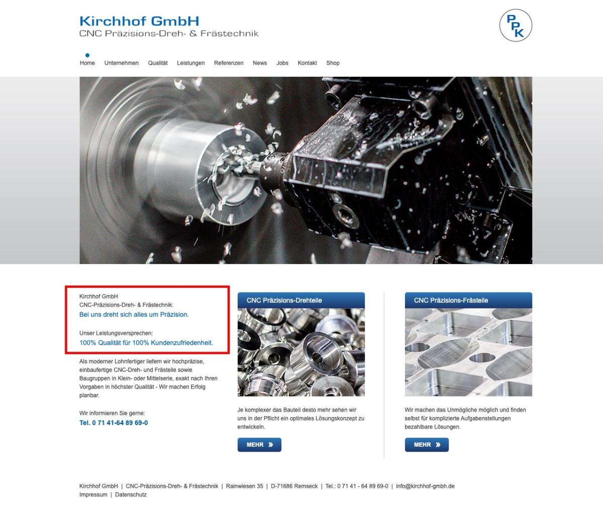 So sah die Website vor dem Redesign aus