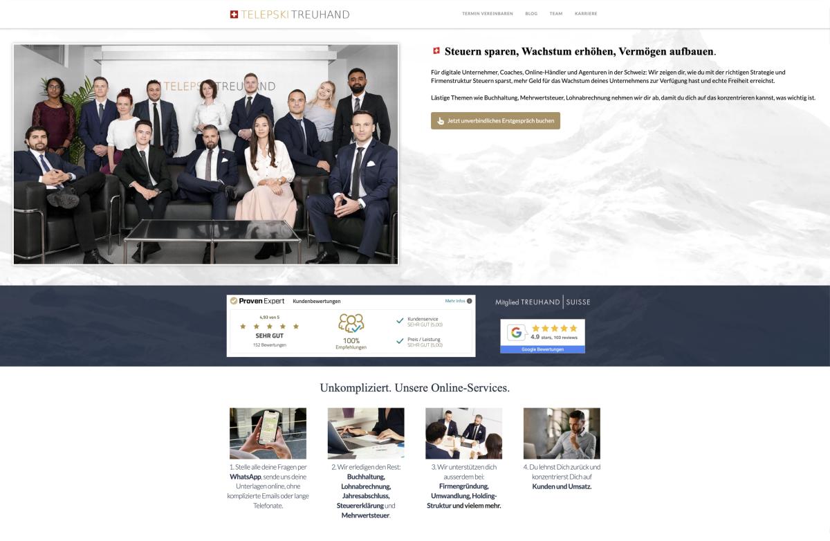 So sah die Website vorher aus