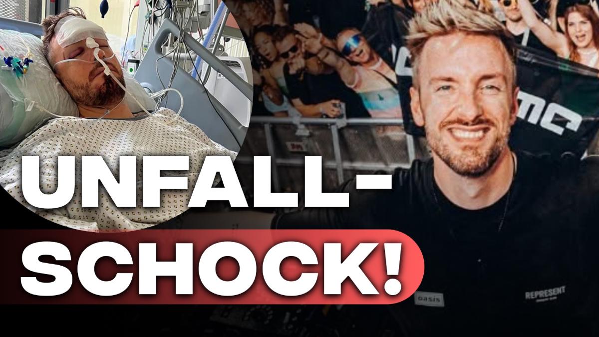 Jerome nach einem Unfall im Krankenhaus und bei einem DJ-Auftritt; unfall-schock.
