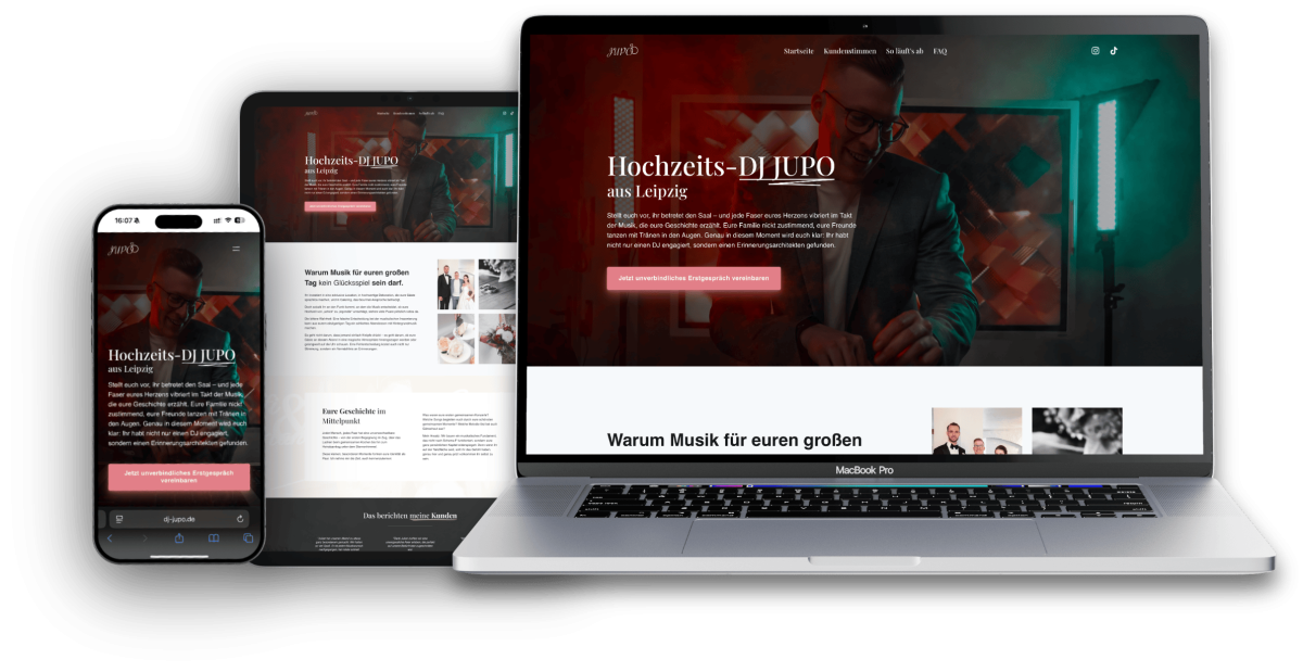 Finale Website für JUPO als Hochzeits-DJ
