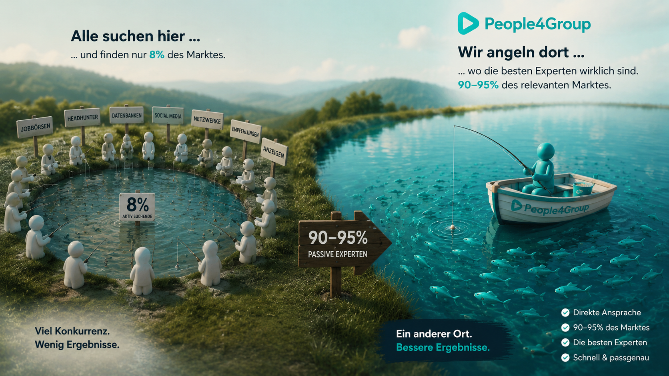 Infografik zum IT-Gehaltsreport Düsseldorf mit Statistiken und Menschen am Wasser.